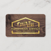 Gold Handyman Tools In Building Frame Visitekaartje (Voorkant)