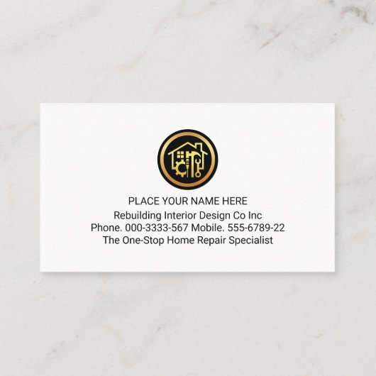 Gold Handyman Tools Layers Visitekaartje (Achterkant)
