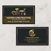 Gold Handyman Tools Letter C Logo, constructie Visitekaartje (Voorkant / Achterkant)