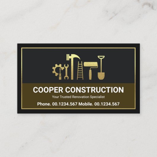 Gold Handyman Tools Letter C Logo, constructie Visitekaartje (Voorkant)