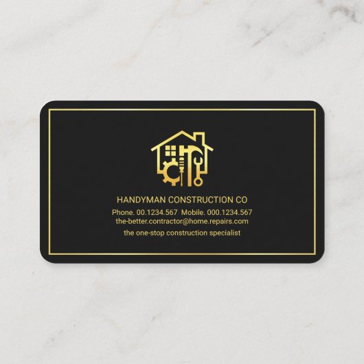 Gold Handyman Tools Lijst Aannemer Visitekaartje (Achterkant)