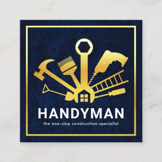 Gold Handyman Tools Lijst Vierkante Visitekaartje (Voorkant)