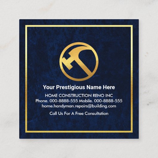 Gold Handyman Tools Lijst Vierkante Visitekaartje (Achterkant)