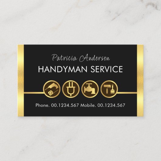 Gold Handyman Tools Line Visitekaartje (Voorkant)