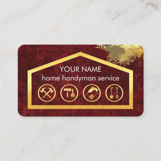 Gold Handyman Tools On Building Frame Visitekaartje (Voorkant)