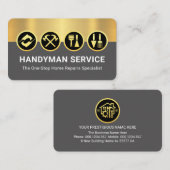 Gold Handyman Tools On Gold Grey Layers Visitekaartje (Voorkant / Achterkant)