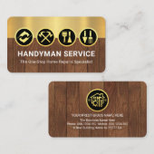 Gold Handyman Tools On Gold Timber Layers Visitekaartje (Voorkant / Achterkant)