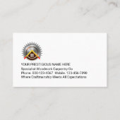 Gold Handyman Tools On Grey Borders Visitekaartje (Achterkant)