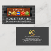 Gold Handyman Tools On Plaque Brick Wall  Visitekaartje (Voorkant / Achterkant)