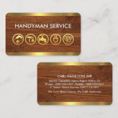 Gold Handyman Tools On Timber Wood Visitekaartje (Voorkant / Achterkant)