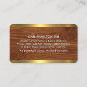Gold Handyman Tools On Timber Wood Visitekaartje (Achterkant)