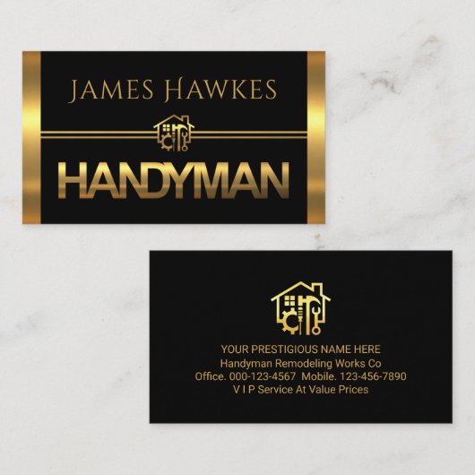 Gold Handyman Tools Panels Visitekaartje (Voorkant / Achterkant)