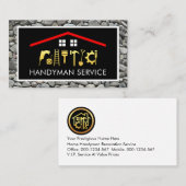 Gold Handyman Tools Roof Frame On Rocks Visitekaartje (Voorkant / Achterkant)
