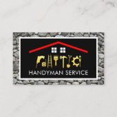 Gold Handyman Tools Roof Frame On Rocks Visitekaartje (Voorkant)