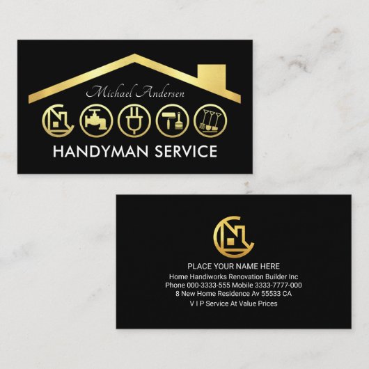 Gold Handyman Tools Roof Visitekaartje (Voorkant / Achterkant)