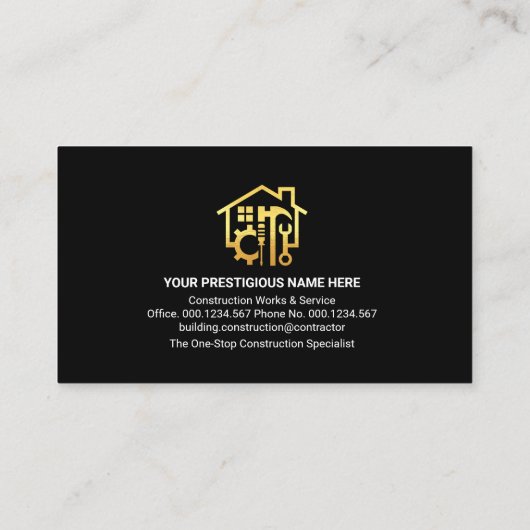 Gold Handyman Tools Rooftop Visitekaartje (Achterkant)