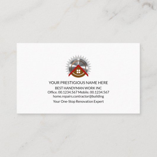 Gold Handyman Tools Signage Visitekaartje (Achterkant)