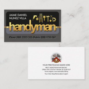 Gold Handyman Tools Signage Visitekaartje