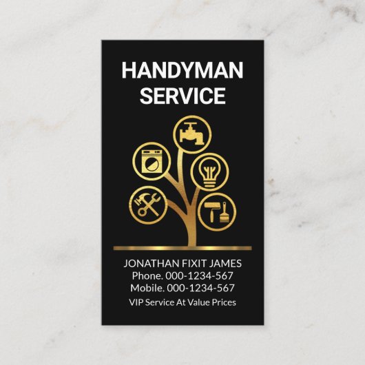 Gold Handyman Tools Tree Visitekaartje (Voorkant)