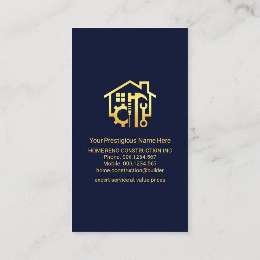 Gold Handyman Tools Tree Visitekaartje (Achterkant)