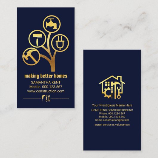 Gold Handyman Tools Tree Visitekaartje (Voorkant / Achterkant)