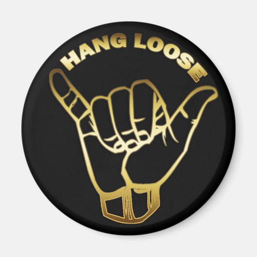 GOLD HANG LOOSE SIGN MAGNEET (Voorkant)