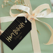 Gold Hanging Lettering in Black Happy Birthday Cadeaulabel
