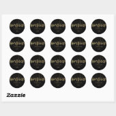 Gold Hanging Lettering in Black Happy Birthday Ronde Sticker (Vel)