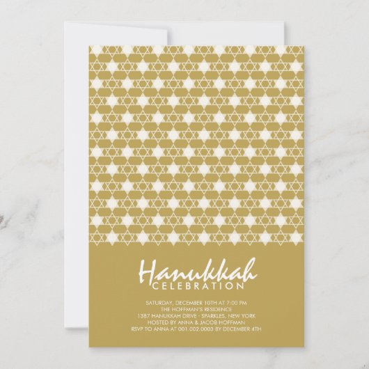 Gold Hanukkah Stars van David Pattern Holiday Part Kaart (Voorkant)