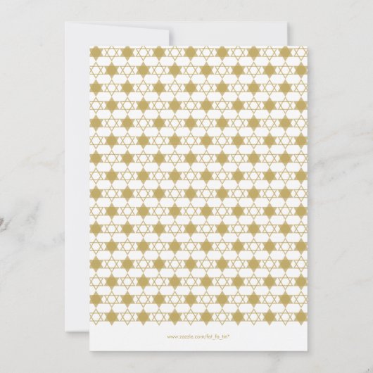 Gold Hanukkah Stars van David Pattern Holiday Part Kaart (Achterkant)