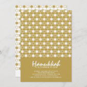 Gold Hanukkah Stars van David Pattern Holiday Part Kaart (Voorkant / Achterkant)