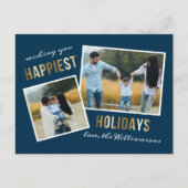 Gold Happiest Feestdagen Script Kerstfoto (Voorkant)