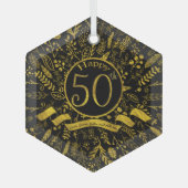 Gold Happy 50e bruiloft Jubileum Glas Ornament (Voorkant)