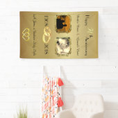 Gold Happy 50th Jubileum Gepersonaliseerde foto Spandoek (Insitu)