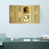 Gold Happy 50th Jubileum Gepersonaliseerde foto Spandoek (Beurs)