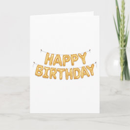 Gold Happy Birthday Balloon Card Kaart