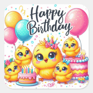 Gold Happy Birthday Classic Round Sticker