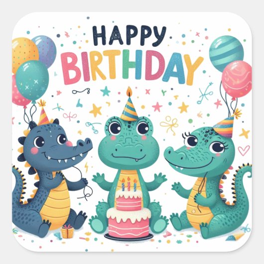 Gold Happy Birthday Classic Round Sticker (Voorkant)