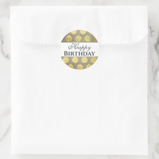 Gold Happy Birthday Ronde Sticker (Tas)