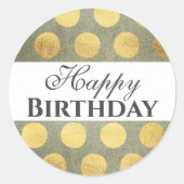 Gold Happy Birthday Ronde Sticker (Voorkant)