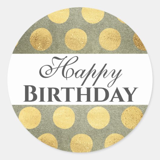 Gold Happy Birthday Ronde Sticker (Voorkant)