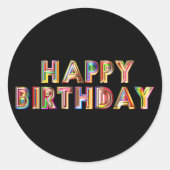 Gold Happy Birthday Ronde Sticker (Voorkant)