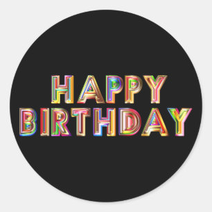 Gold Happy Birthday Ronde Sticker