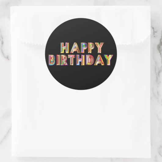 Gold Happy Birthday Ronde Sticker (Tas)