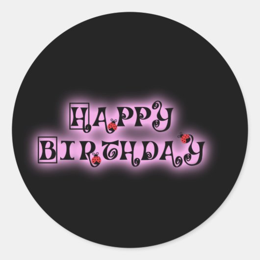 Gold Happy Birthday Ronde Sticker (Voorkant)