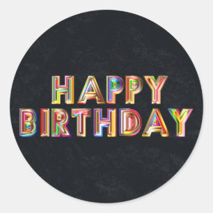 Gold Happy Birthday Ronde Sticker