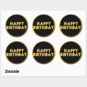 Gold Happy Birthday Ronde Sticker (Vel)