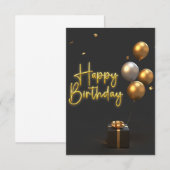 Gold Happy Birthday Wenskaart Informatiekaartje (Voorkant / Achterkant)