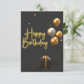 Gold Happy Birthday Wenskaart Informatiekaartje (Staand voorkant)