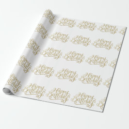Gold Happy Birthday Wrapping Paper Cadeaupapier